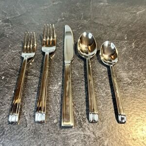 Elegant Stainless Steel Flatware Set 45 Pieces Service for 8 Plus Serving Pieces